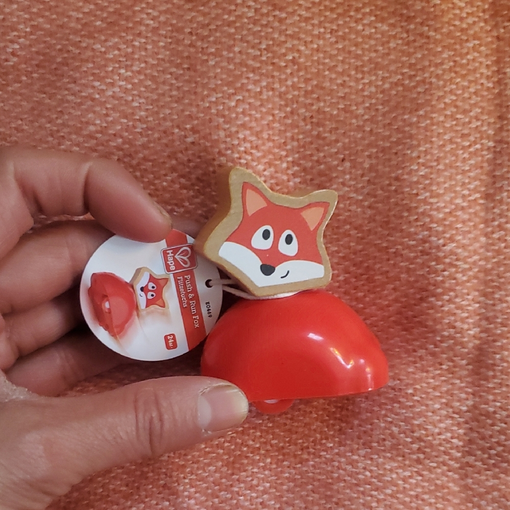 HAPE GERMAN Red Fox Push & Run Fox Wooden Toy